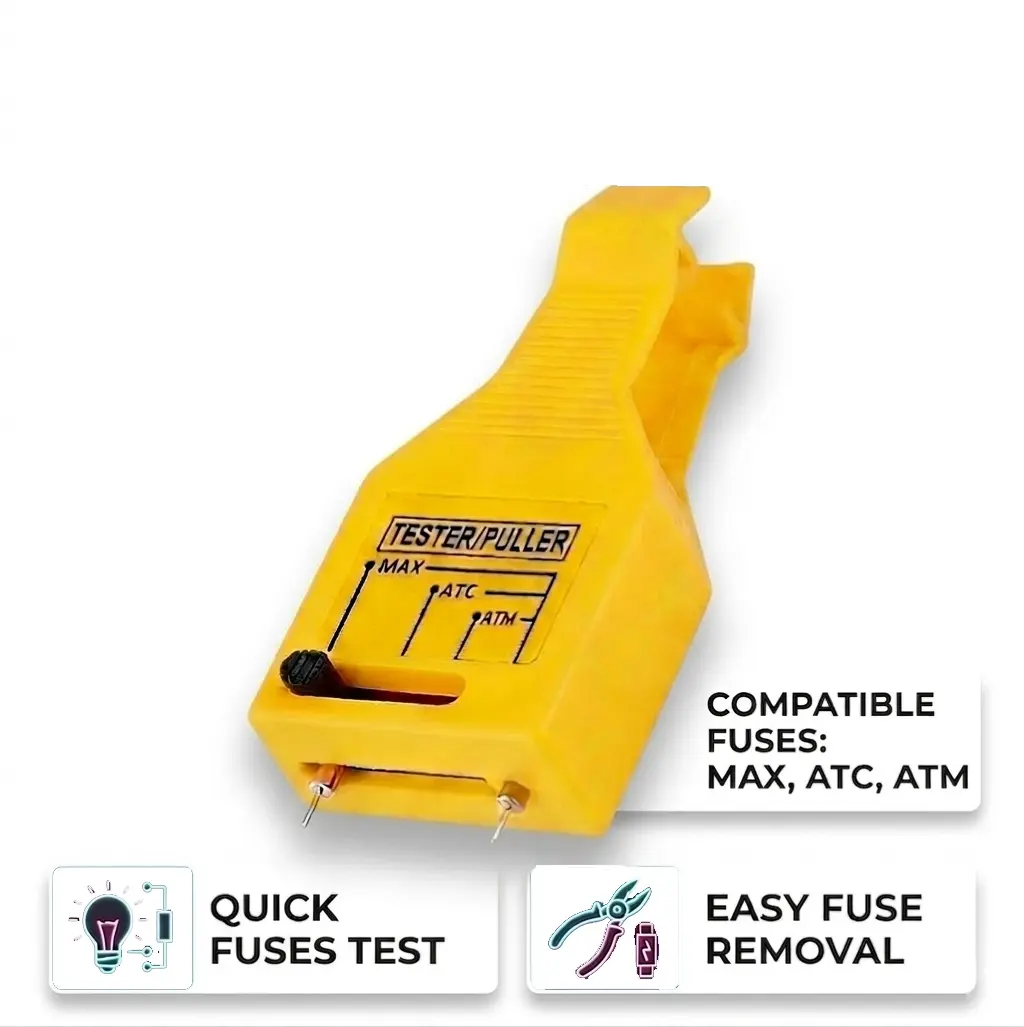 24V DC Car Fuse Tester Puller, Easy Tool to Test, Find & Remove Blown ATO/ATC/ATM Blade and Glass Tube Fuses in Car Fuse Box, Automotive, Diagnostic Tool