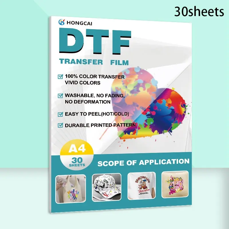 DTF Transfer Film Paper, 30 Sheets/set Double Sided PET Thermal Transfer Film, Cold & Hot Peel Durable Printing Film for DIY T-shirt Fabric Pattern, Diy Craft Supplies, Diy Material, Diy Crafts Supplies