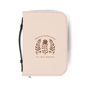 Bible Cover — "His Love Remains" Floral Zippered Bible Case