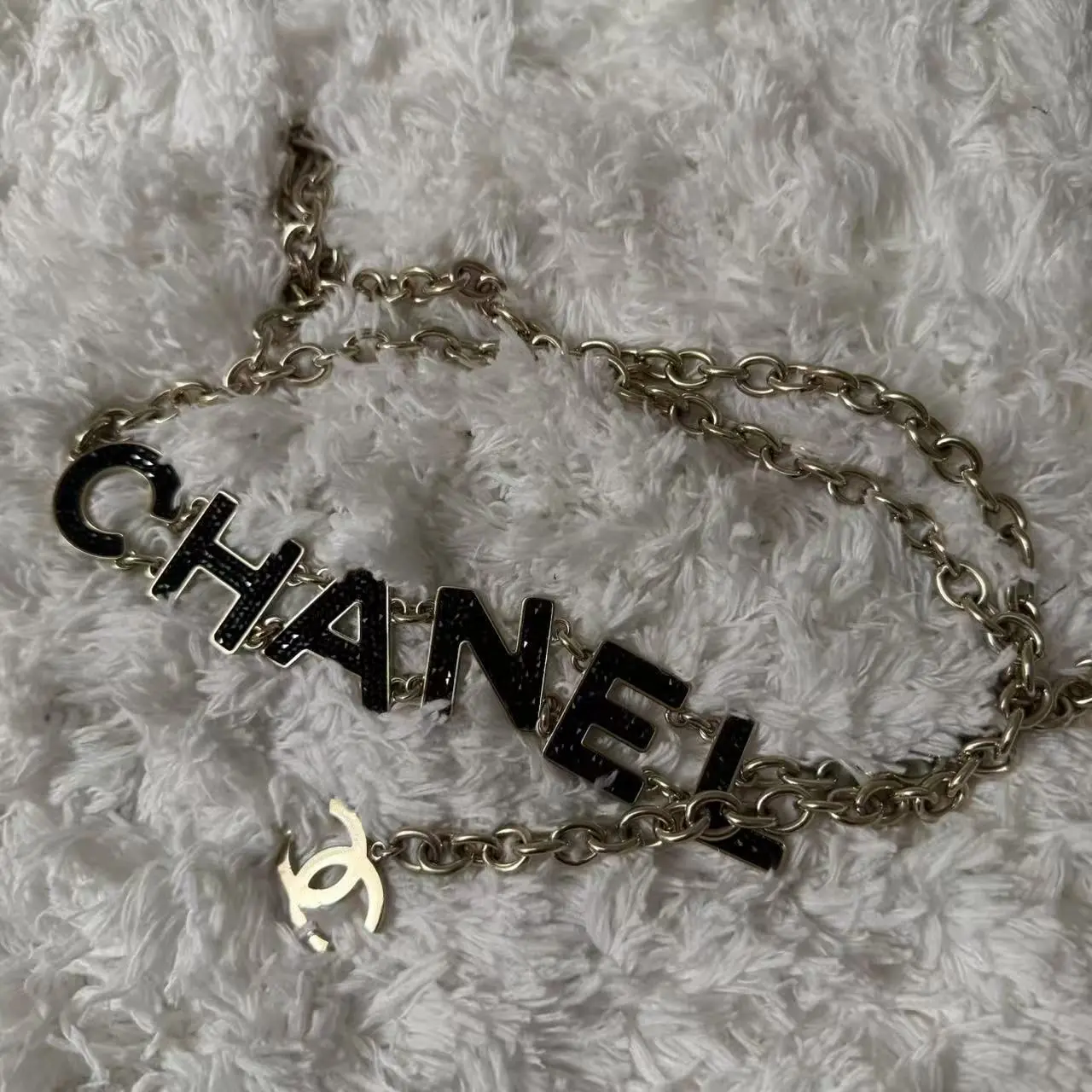 Pre-owned CHANEL Metal Bag Accessories vintage gold tone chain link belt