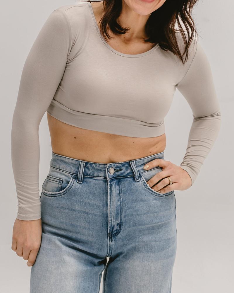 Classic Long Sleeve Halftee - White Top with Round Neckline & Comfortable Fit for Women - Breathable Fabric for Versatile Wear