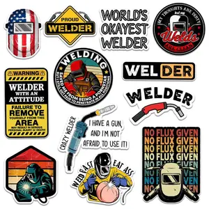 Welder Stickers Pack 12 PCS Waterproof Welder Life Metal Work Quotes Blue Collar Profession Decorative Stickers for Welders