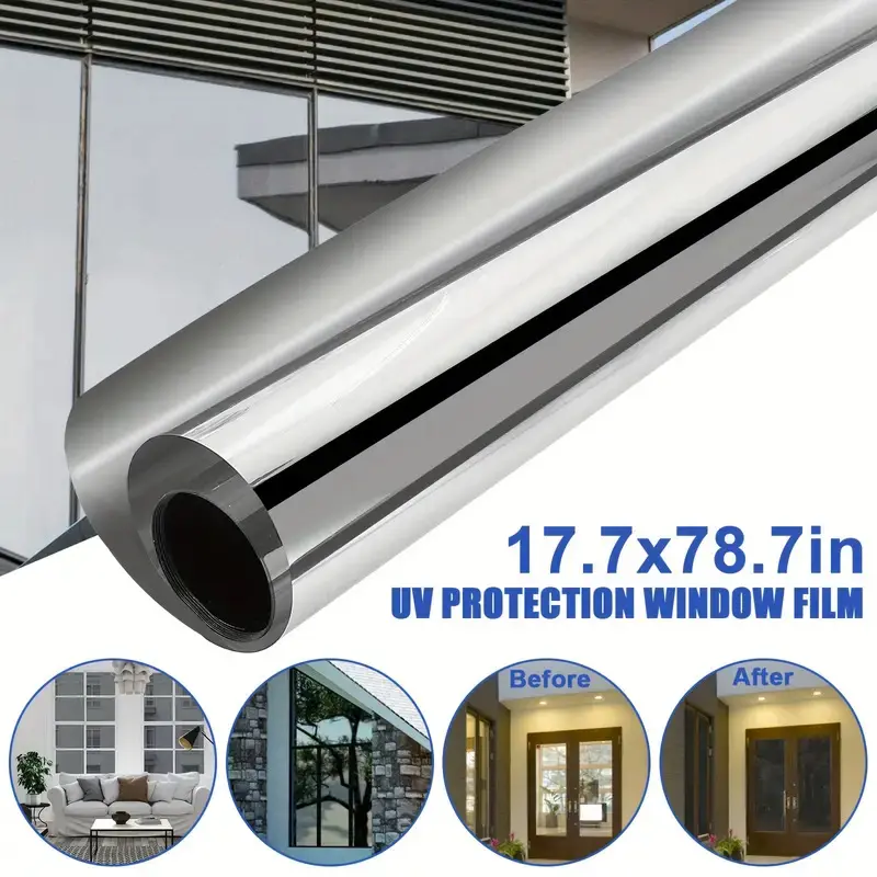 18x79In Privacy Window Film-Reflective Tint, UV Protection, Heat Control,Sun Blocking Reflective glass Window Tint,for Home Office Door outside Decor