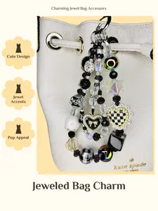 Cute Custom Jeweled Bag Charm with Heart and Checkerboard Design for Pop Appeal