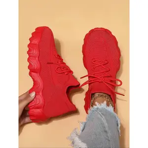 Women's Fashionable Plain Low Top Sneakers, Casual Breathable Comfortable Sports Running Shoes, All-match Basic Shoes for Daily Wear