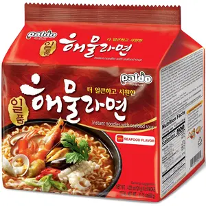 Paldo Fun & Yum Il Poom Seafood Instant Noodles with Spicy Seafood Based Broth, Best Oriental Style, Original Korean Ramyun, Spicy Ramen Challenge, K-Food, 일품 해물라면 Family Pack, 120g (4.23 oz) x 20 PK