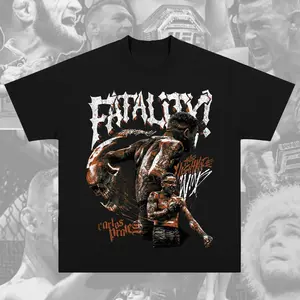 Carlos Prates Fatality T-Shirt UFC Carlos Prates The Nightmare Tee Ultimate Fighting Championship Graphic Tee for UFC & Sports Fans Short Sleeve Crew Neck Retro Soft Cotton MMA Shirt Perfect Gift for