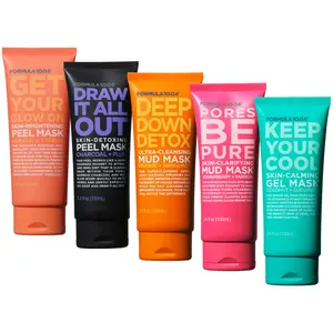 FORMULA 10.0.6 Ready Set Glow 5pc Full Size Facial Peel,Mud Masks each 3.4 fl Oz (100ml)