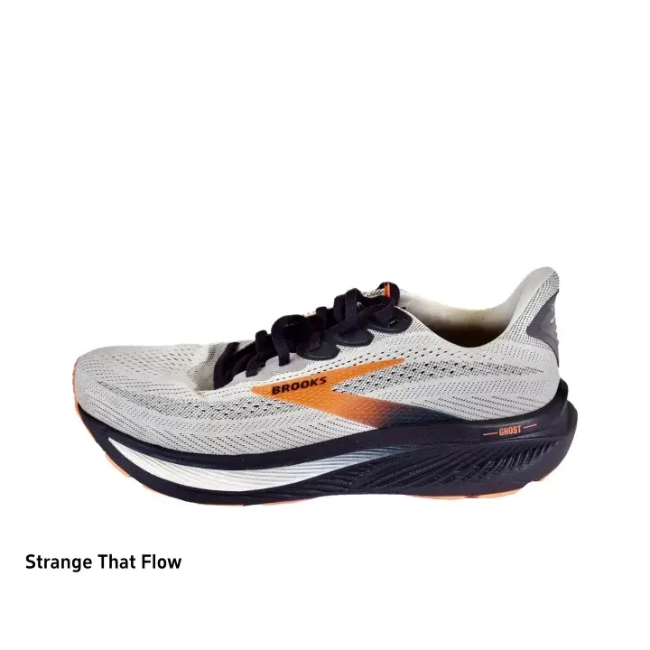 Brand New Sealed Unisex Breathable Perforated Jacquard Knit Mesh Running Sneakers Off White Black Burnt Orange Gradient Contrast Curved Wave Foam Midsole Lightweight Shock Absorbing Daily Jogging Long Distance Walking Fitness Athletic Shoes