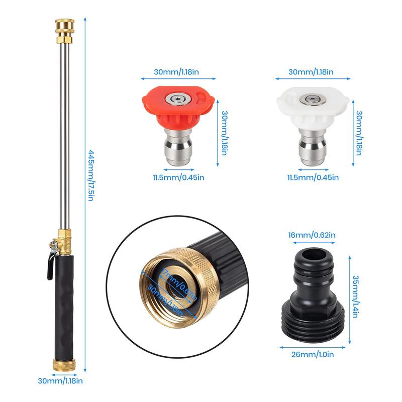 Jet Nozzle Power Washer for Garden Hose, Includes 2 High-Pressure Nozzles and Quick Connectors | Hydro Jet High Pressure Washer Tools