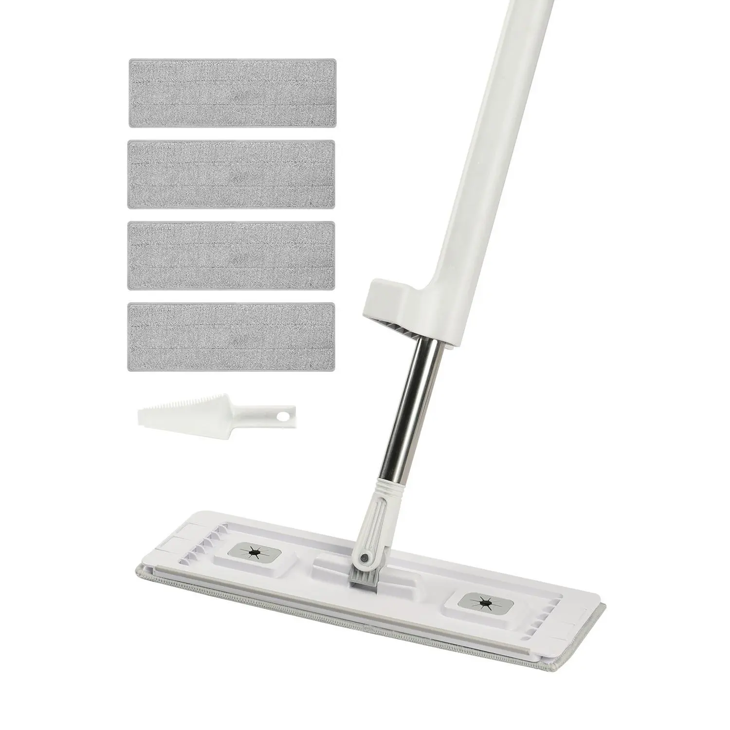 【SummerFinds】VEVOR Flat Mop,  , Self Wringing, Microfiber Floor Mop with 4 Reusable & Washable Mop Pads for Dry & Wet Floor Cleaning, Microfiber Flat Mop with Stainless Steel Handle for Hardwood Laminate Tile Vinyl