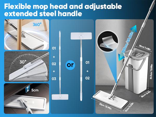 Saker Mop and Bucket Set with Dryer for Floor & Wall Cleaning, Adjustable Handle, 3 Washable Microfiber Pads, Hygienic Dual-Bucket System, Kitchen Essential Saker Mop and Bucket Set with Dryer for Floor & Wall Cleaning, Adjustable Handle, 3 Washable Microfiber Pads, Hygienic Dual-Bucket System, Kitchen Essential