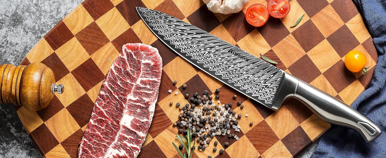 【Silver Iron Throne】Astercook Knife Set, 14-Piece Kitchen Knives Set Utensils Built-in Knife Sharpener, Dishwasher Safe Blade with Kitchen Steak Knives Steel Cutting Home