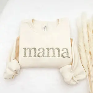 Floral Mama Embroidered Sweatshirt, Mama Crewneck, Neutral Minimalist Mom Gift, New Mom Pregnancy Announcement