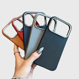 Premium Slim Shockproof Anti Scratch Anti Fingerprint Lightweight Leather Texture Case for iPhone 17 16 15 14 13 12 11 Pro Max Air Plus X XS Max and Samsung Z Flip 7 6 5 4 3Full Coverage Camera Protection Stain Resistant Stylish Protective Cover