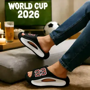 Men's EVA Slippers with No. 23 Print Soft Quick-Dry Easy On/Off Slides for Indoor & Outdoor Water-Resistant Non-Slip Summer Footwear Flipflop Black - Boy Playtime Walking Shoes Tsinelas slippers