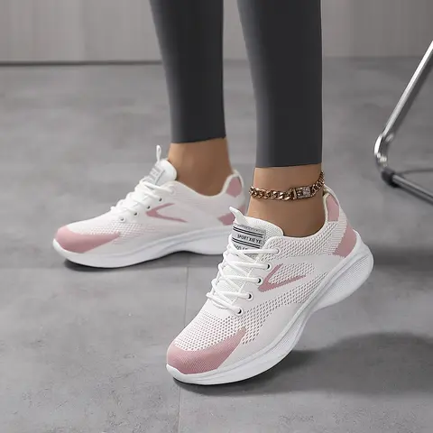 Sosenfer 6238 JH Women's Supportive Athletic Closed Casual Trainers - Cool Knitted Fabric Upper, Non-Slip Wet Floor Grip, Wear-Resistant, Waterproof Air Cushion, Breathable, Lace-Up Lightweight Shock-Absorption Outdoor Sneakers for Training, Runner