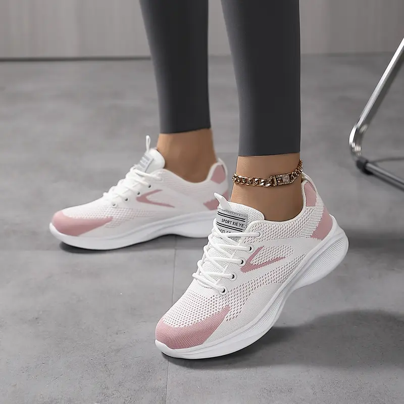 Sosenfer 6238 JH Women's Supportive Athletic Closed Casual Trainers - Cool Knitted Fabric Upper, Non-Slip Wet Floor Grip, Wear-Resistant, Waterproof Air Cushion, Breathable, Lace-Up Lightweight Shock-Absorption Outdoor Sneakers for Training, Runner