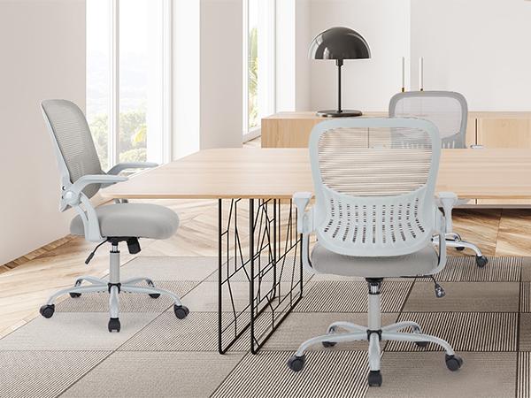 【Deal】Office Chair, Mid Back Computer Ergonomic Mesh Desk with Larger Seat, Executive Height Adjustable Swivel Task with Lumbar Support and Armrests