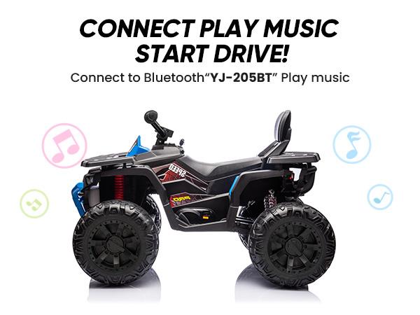 Hikiddo Kids ATV 4-Wheeler with 2 Seater, 24V Ride on Toy for Big Kids , 400W Motor, Bluetooth