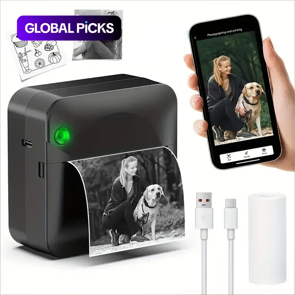 Mini Pocket Sticker Printer, Inkless Sticker Maker, Portable Thermal Printer for Notes, Photos, Stickers and Labels, Wireless Printing #GLOBAL PICKS