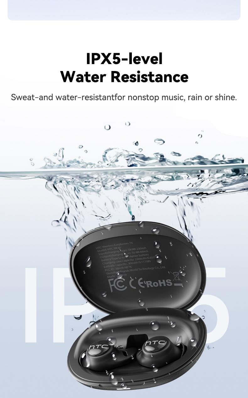 HTC NE76 Bluetooth Wireless Earbuds Sleep Earphones,Bluetooth 6.0,Noise-Canceling Earphones.Improves sleep quality,Zero pressure on the ears when sleeping on your side,Invisible flat-head earphones,Suitable for travel and side sleepers