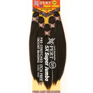 Janet Collection X-PERT 5X Super Jumbo 50" Kanekalon Pre-Stretched Braiding Hair - Hydrophobic, Soft Touch, Itch-Free, Crochet Friendly