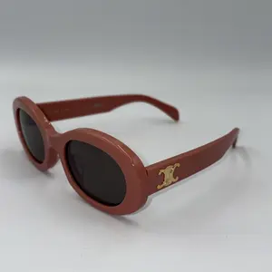 Celine Round Frame Sunglasses Bold Retro Style Oversized Orange Acetate Dark Lenses Gold Logo Comfortable Everyday Wear