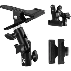 K&F CONCEPT Camera Reflector Holder, 360° Adjust Heavy-Duty Metal Clamp Mount with 5/8" Attachment, Umbrella Hole for Diffuser & Lighting - Camera Accessories for Photo Video Studio