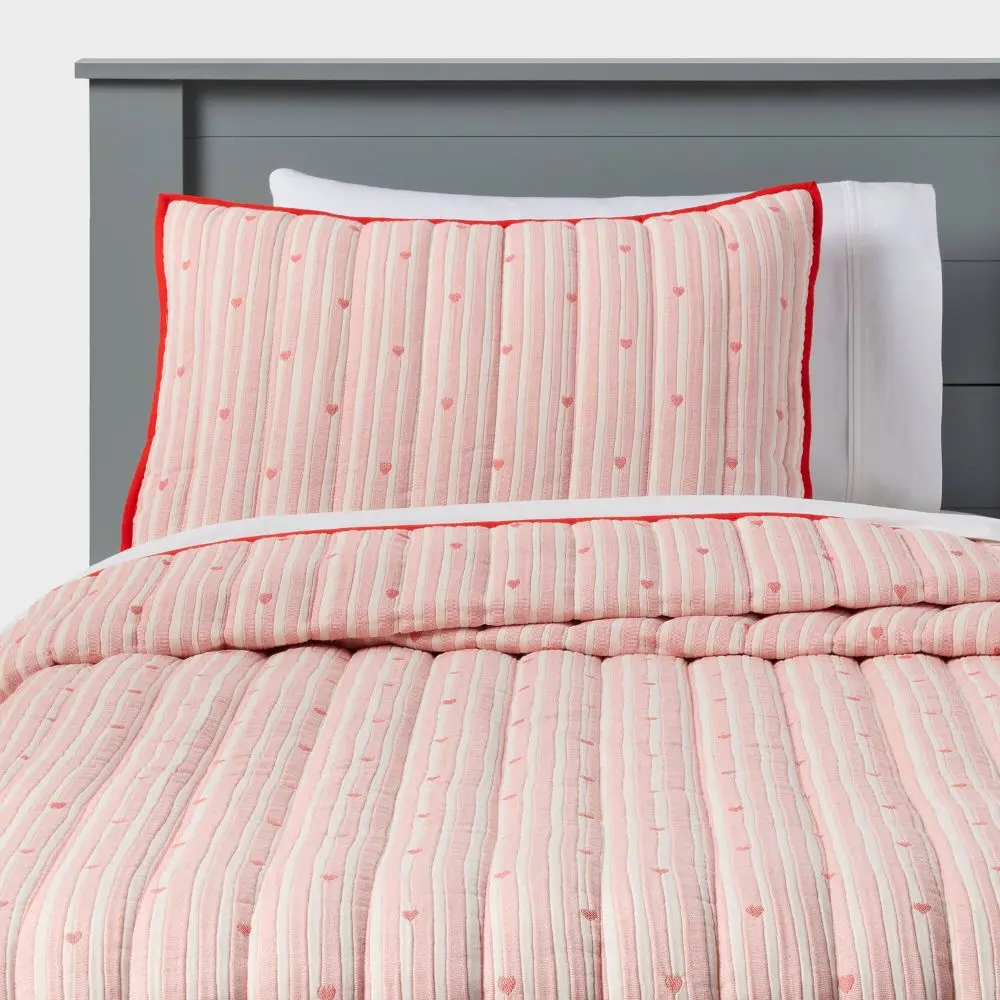 Patisserie Heart Striped Kids' Quilt Set - Pillowfort