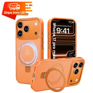 PuyaTeya Magnetic Ring Stand Case for iPhone 17/16/15/Pro/Pro Max, Compatible with MagSafe, Military Drop Protection, Anti-Scratch/Anti-Fingerprint Translucent Matte Skin-feel Phone cases