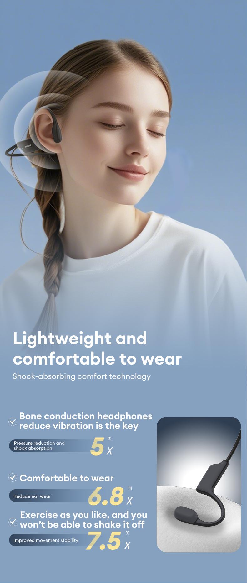 HYUNDAI G06 Bone Conduction Neckband Wireless Earphones with Bluetooth 5.4, Waterproof Sports Design, 360° Flexible Bending, Lightweight & Comfortable Fit, Long Battery Life, Wireless Headphones for Music, Calls & Sports, Compatible with Android & iOS