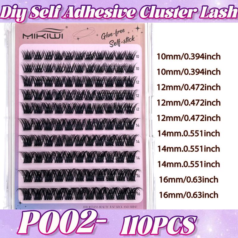 MIKIWI D Curl 110PCS Lash Clusters Wispy Glue Free Eyelash Extensions Fluffy Self Adhesive Individual Lashes 10-16mm Mix Length Natural DIY Cluster Lashes With Soft Thin Band MIKIWI D Curl 110PCS Lash Clusters Wispy Glue Free Eyelash Extensions Fluffy Self Adhesive Individual Lashes 10-16mm Mix Length Natural DIY Cluster Lashes With Soft Thin Band