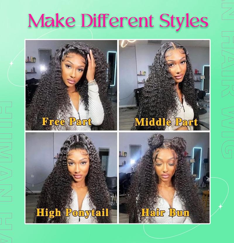 FORGIRL FOREVER 13x4 Kinky Curly Lace Front Wig Pre Plucked Afro Deep Curly Human Hair HD Transparent Lace Frontal Glueless Wig With Natural Hairline
