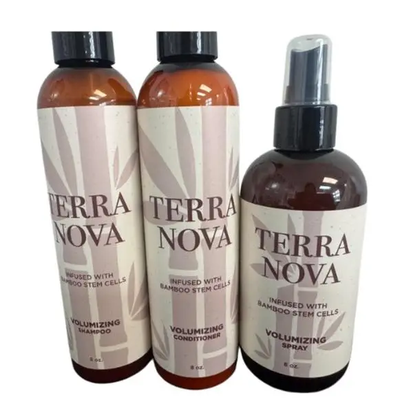 Terra Nova Volumizing 3-Step Haircare Kit, Strengthening Shampoo & Conditioner with Hyaluronic Acid & Keratin, Nourishing Anti-Frizz for Smooth, Fuller Hair, Cleanser, Argan, Shiny Hair, Voluminous Hair