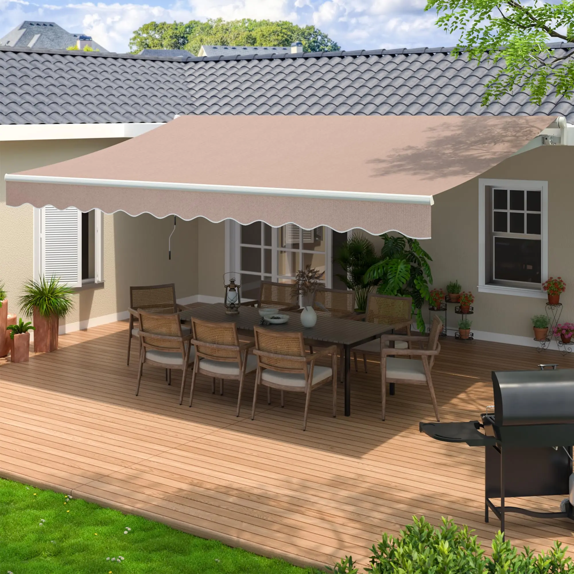 Patio Retractable Awning 10 x 8 FT, 13 x 8 FT Sun Shade Shelter Cover, Outdoor Patio Awnings For Shop, Restaurant, Cafe, Courtyard, Balcony