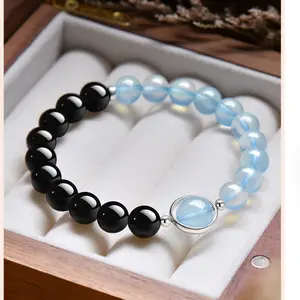Blue and Black Energy Crystal Bracelet, Fashion Costume Jewelry Accessory for Daily Wear
