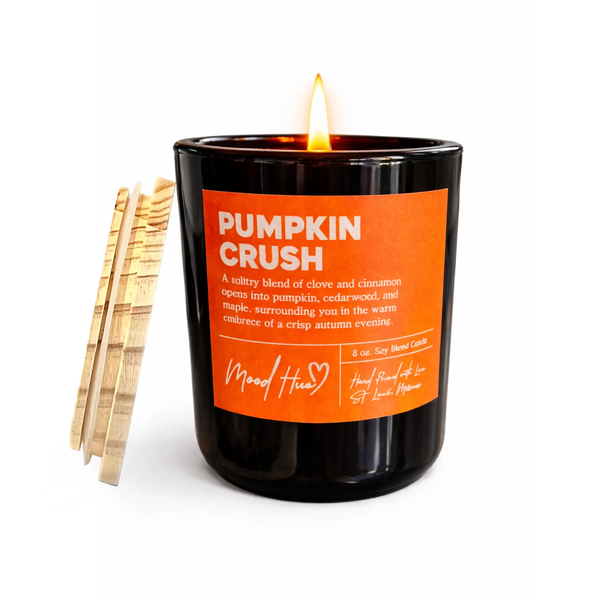 Pumpkin Crush – Luxury Pumpkin Spice Candle | Cozy Romantic Fall Scent | Hand Poured | 8 oz Soy Blend 40 Hour Burn