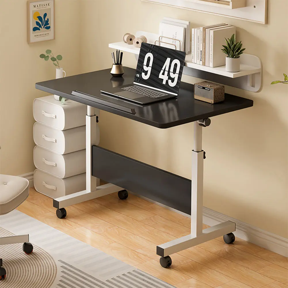 Garvee Height Adjustable Rolling Standing Desk with Wheels, Collapsible Mobile Seat-Stand Laptop Workstation with 90° Tilting Top, Space-Saving Desk for Home Office/Bedroom/Dorm - 80 x 40 cm