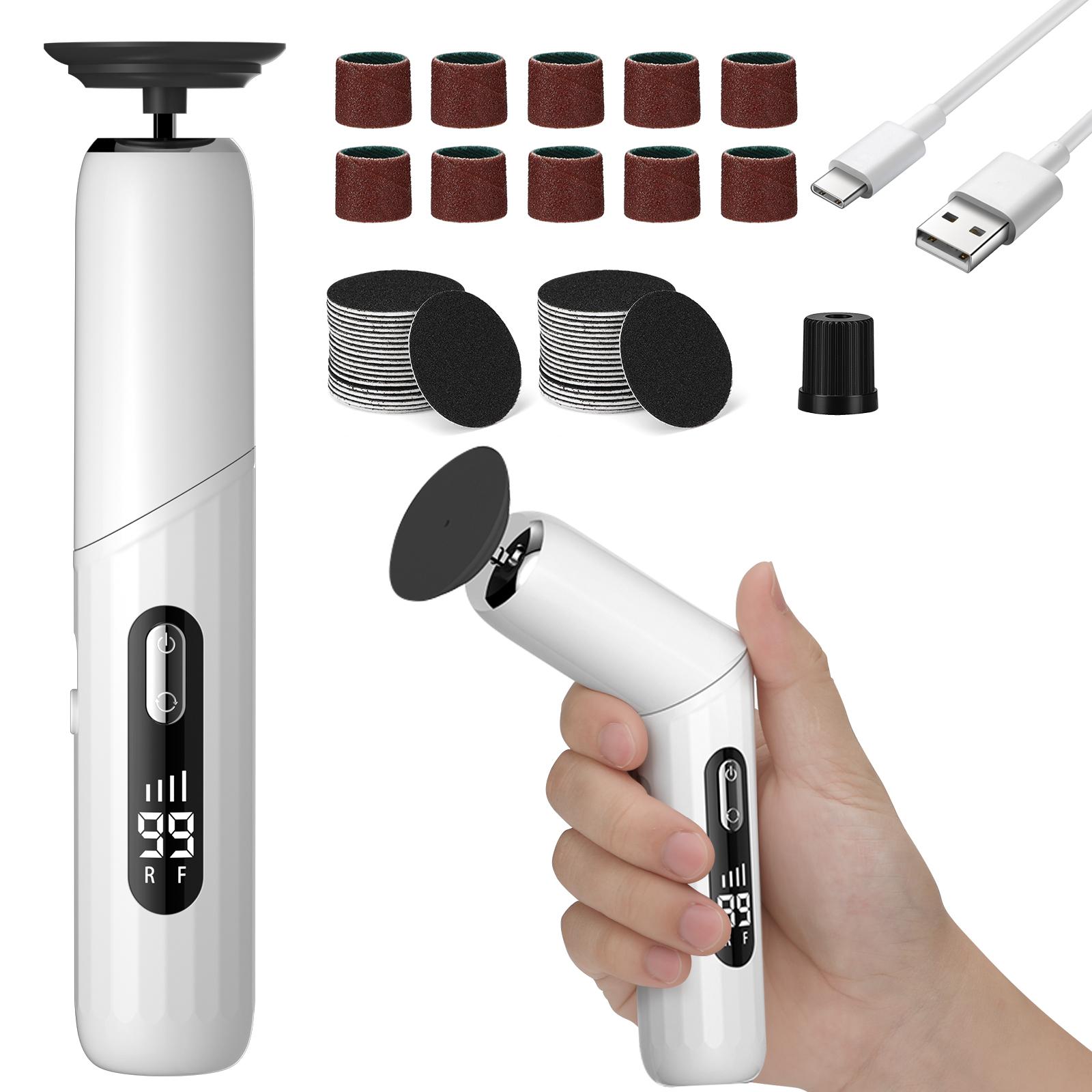 Variable Speed Foldable Electric Foot File - Automatic Callus Remover for Dead Skin on Feet, Rechargeable Pedicure Tool for Smooth Heels