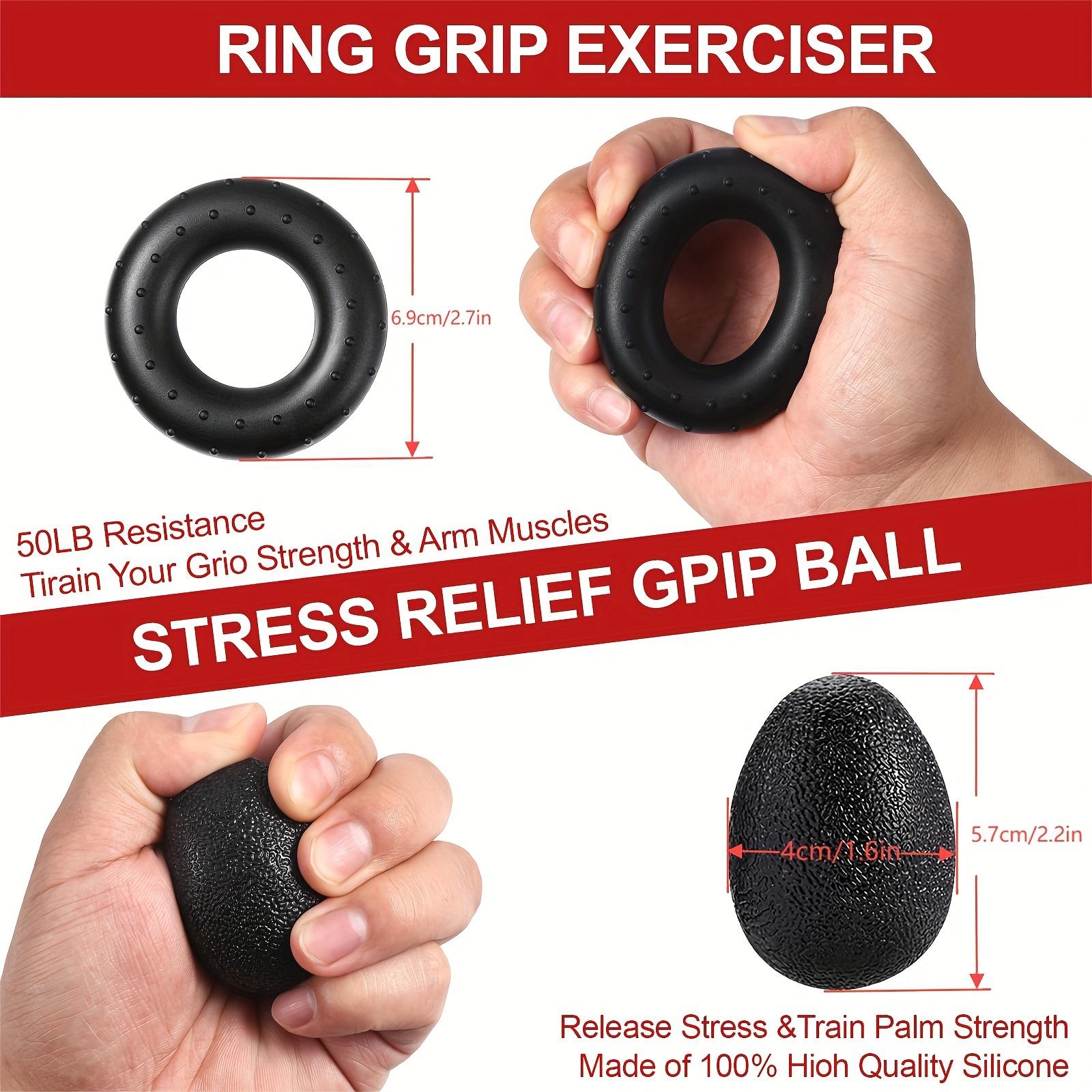 Grip Strength Trainer(5pcs) - Adjustable Forearm Strengthener, Finger Exerciser, Finger Stretcher, Forearm Workout Ring And Hand Exercise Ball - Grip Strengthener And Extensor Trainer for Any Sizes Hand & Finger