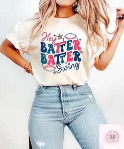 Retro Style Baseball Graphic Shirt, “Hey Batter Batter Swing” Inspired Tee, Vintage Game Day Outfit