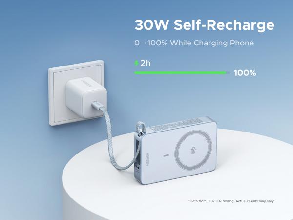 UGREEN MagFlow 10000mAh Power Bank Qi2 25W Certified Wireless Charging Magnetic Portable Charger for MagSafe with Built-in Cable 30W USB-C Battery Packfor iPhone17 Pro Max/Pixel 10 Pro XL,Tiktokshopstockup