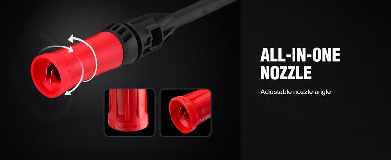 PowerSmart Electric Pressure Washer PS2020 1850 PSI 1.8 GPM with Spray Gun Foam Cannon & High Pressure Hose Portable Red Black, PS2020