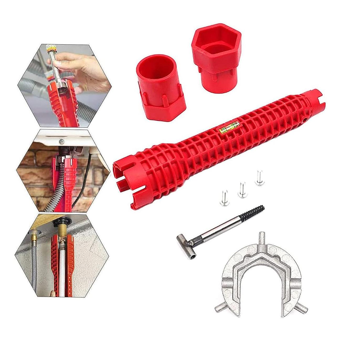 【FaddishDeal】Multi-function faucet and sink drain installation tool, 8-in-1 adjustable sink key, faucet sink, faucet key tool, odorless sink key, bathroom, kitchen