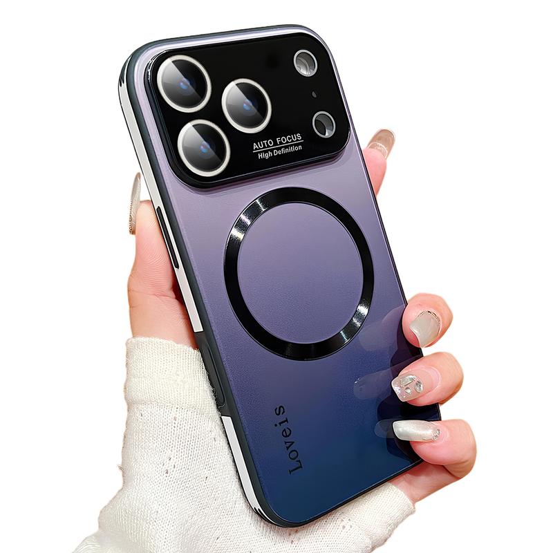 HISTORYOO Gradient Tempered Glass Pattern Shockproof Case For MagSafe For iPhone 17 Pro Max 17 Air For iPhone 16 15 Pro Max 14 Plus 13 12 Pro, Support Wireless Charging Hard Back Cover Silicone TPU Bumper Frame With Camera Lens Protector