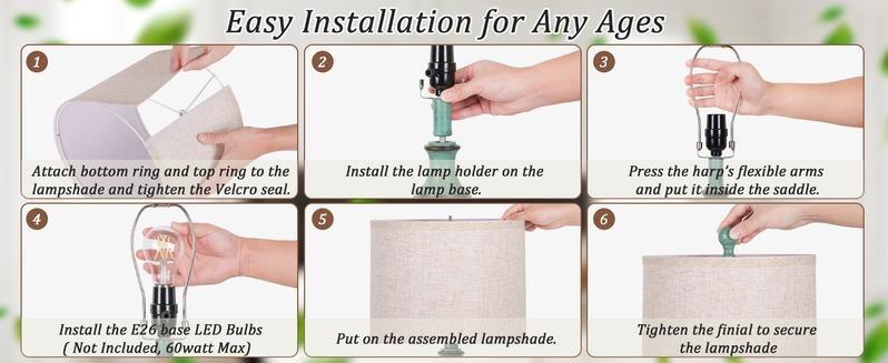 22" Farmhouse Table Lamps Set of 2, Rustic Vintage Table Lamps for Bedroom Nightstand, Antique Bedside Desk Lamps with Linen Shade