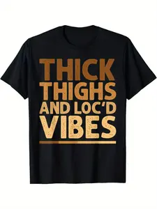 Summer t Shirts Thick Thighs and Loc'd Vibes Graphic T-Shirt for Women - Casual Oversized Fit Golf Gift T-Shirt For Men and Women