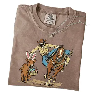 Easter Cowboy Comfort Colors Shirt, Bunny Basket Western Spring T-Shirt