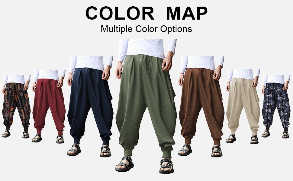 COOFANDY Men's Pants Hippie Harem Baggy Linen Boho Yoga Casual Drop Crotch Trouser Gift Ideas